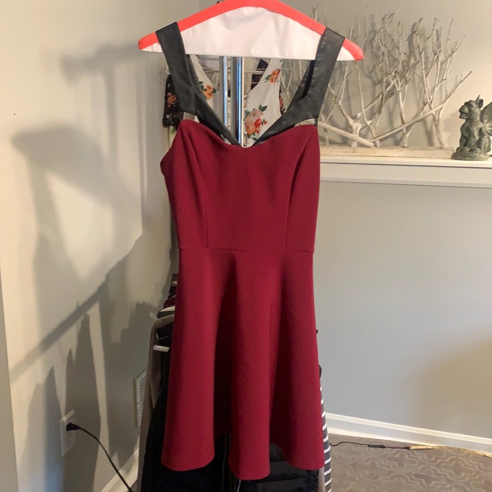 Lush Maroon with Black Accent Dress Small